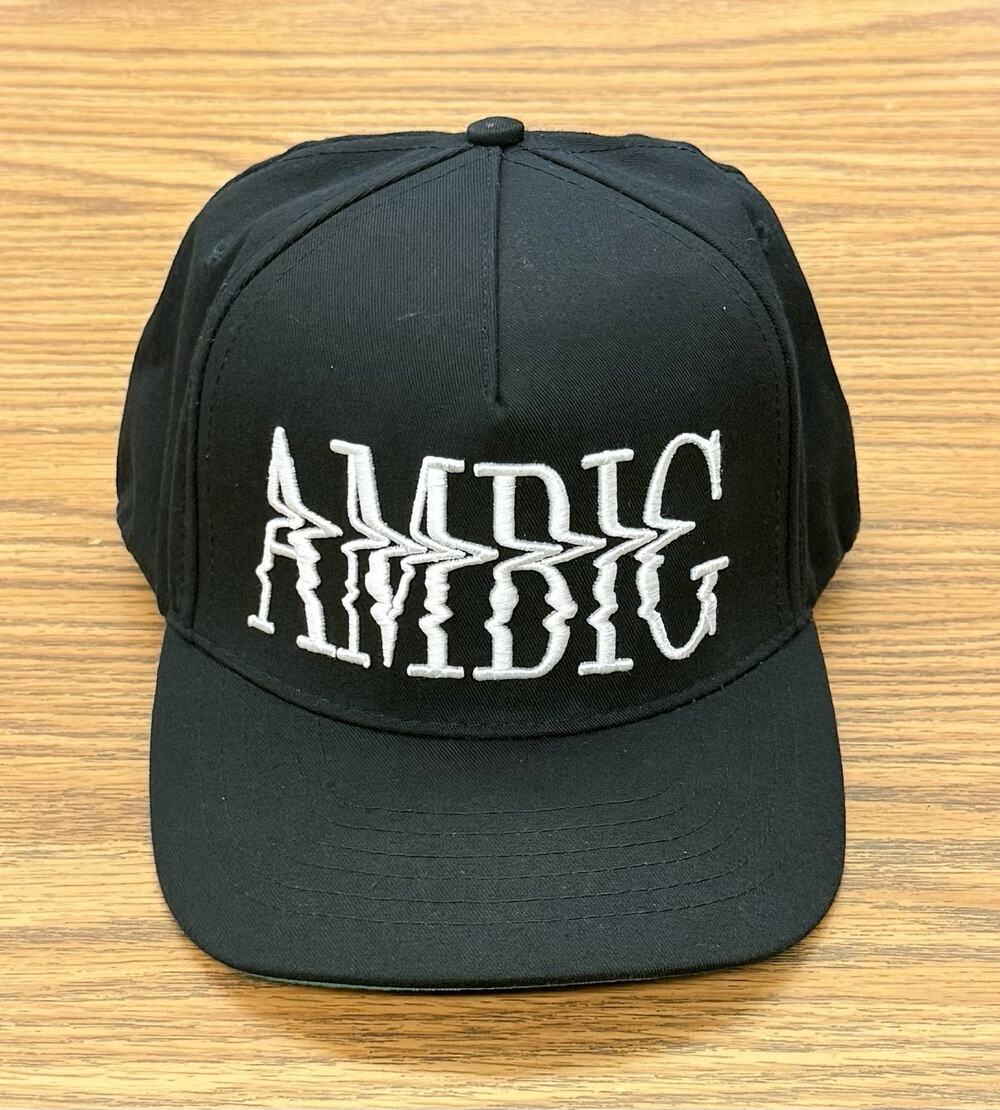 Ambig Black Snapback Hat White Logo Streetwear Cap Green Underbrim OSFM